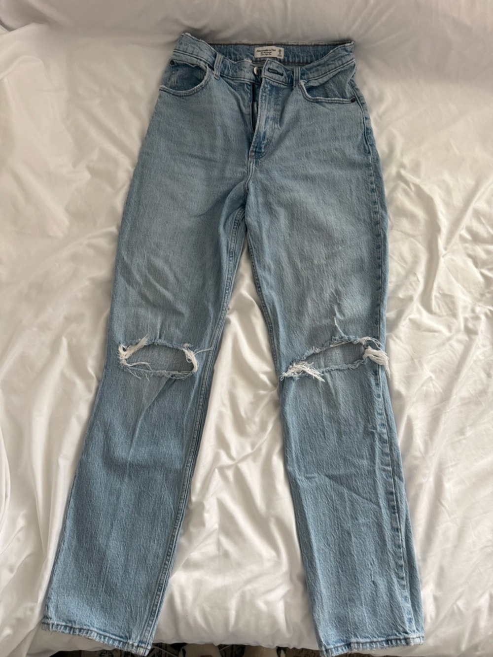 Abercrombie & Fitch Light Blue Boyfriend Ripped Jeans
